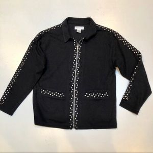 Euro Joy women’s sweater Sz M. Full Zip  Knit Blk